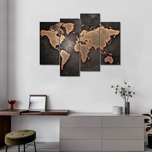 Miniatura 3 de Mapa general del mundo en fondo negro arte para pared pintura foto impresión en lienzo imagen para decoración moderna del hogar