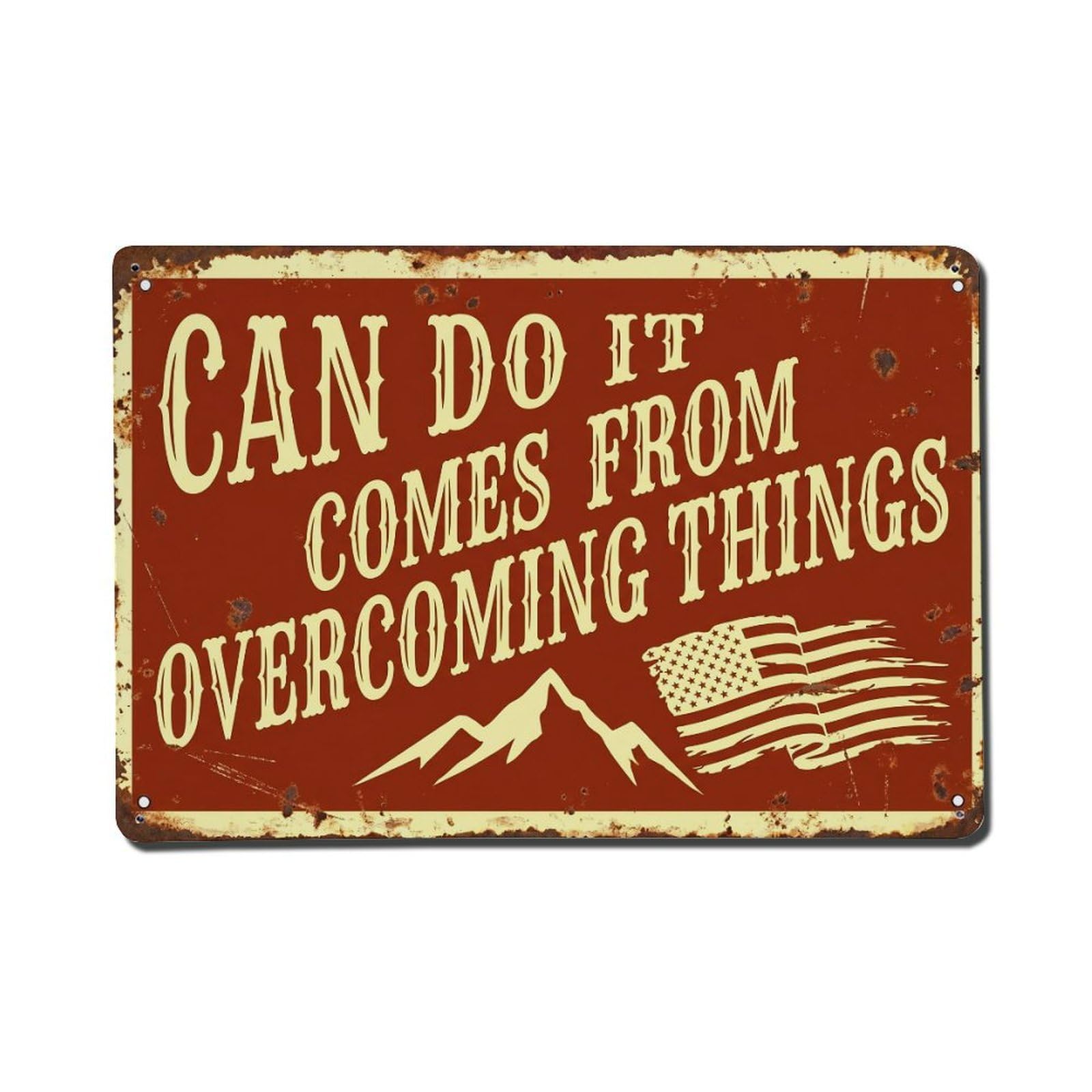Can Do Overcoming Things Retro Motivational Slogans 2 Metal Tin Sign Plaque Wall Decor for Cafe, Club Bar, Office, Home Garden Metal Poster 8x12Inch