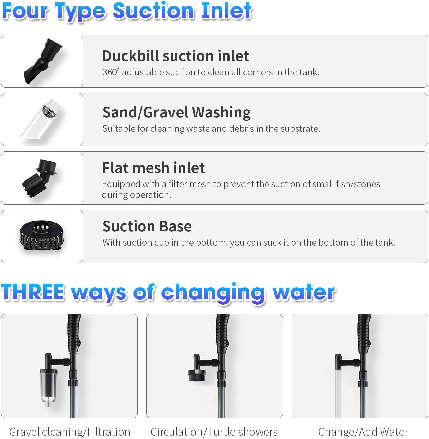 lives 32 W Electric Aquarium Gravel Cleaner,6 in 1 Multifunction Automatic Fish Tank Gravel Cleaner Vacuum for Wash Sand & Water Changer, Adjustable Filteration Circulation for 10-200 Gallon Tank…