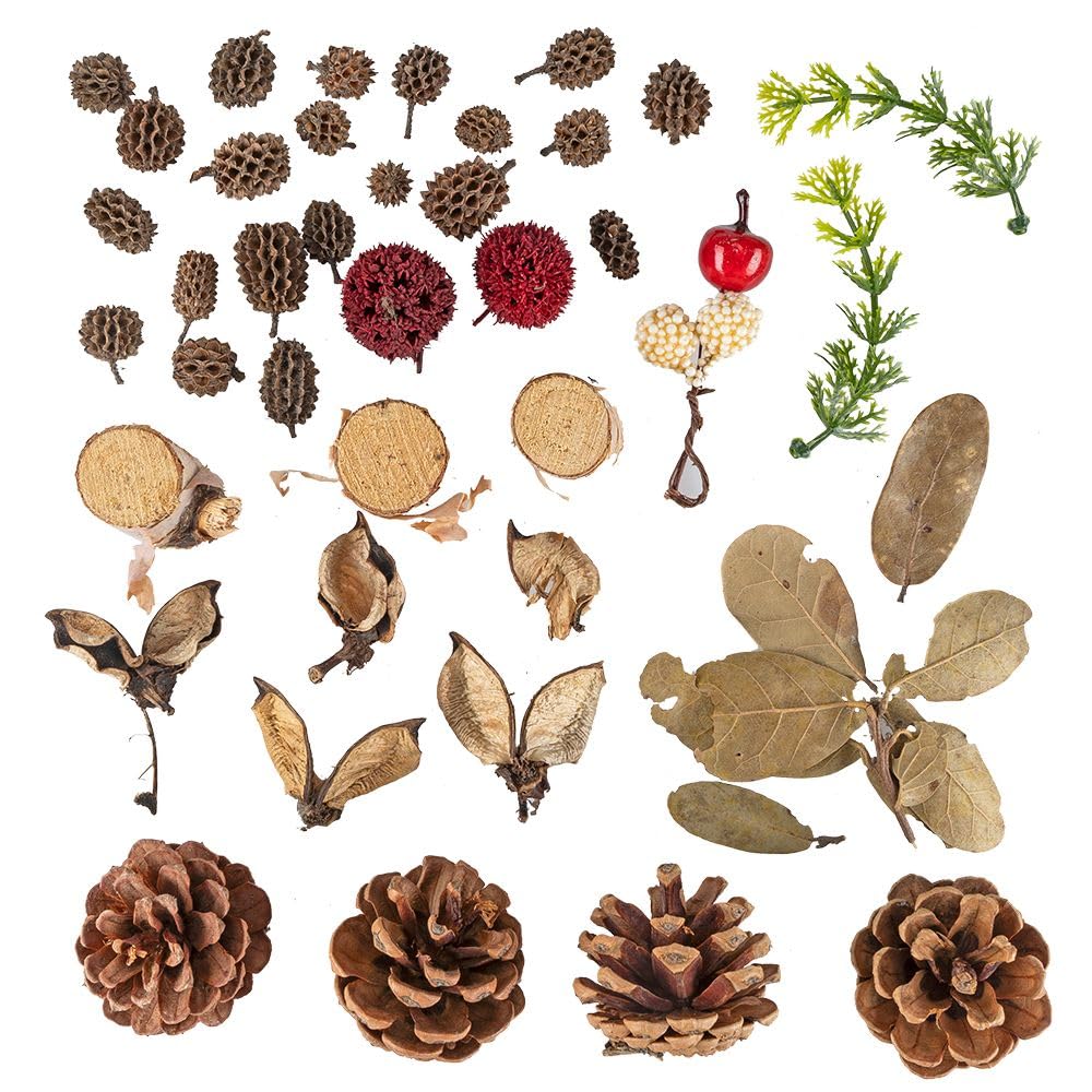 Ideen mit Herz Potpourri mix forestale | 80 g | Mix di rami artificiali e veri materiali naturali come pigne, foglie, legno di abete rosso, betulla, gusci di ghiande, ecc.