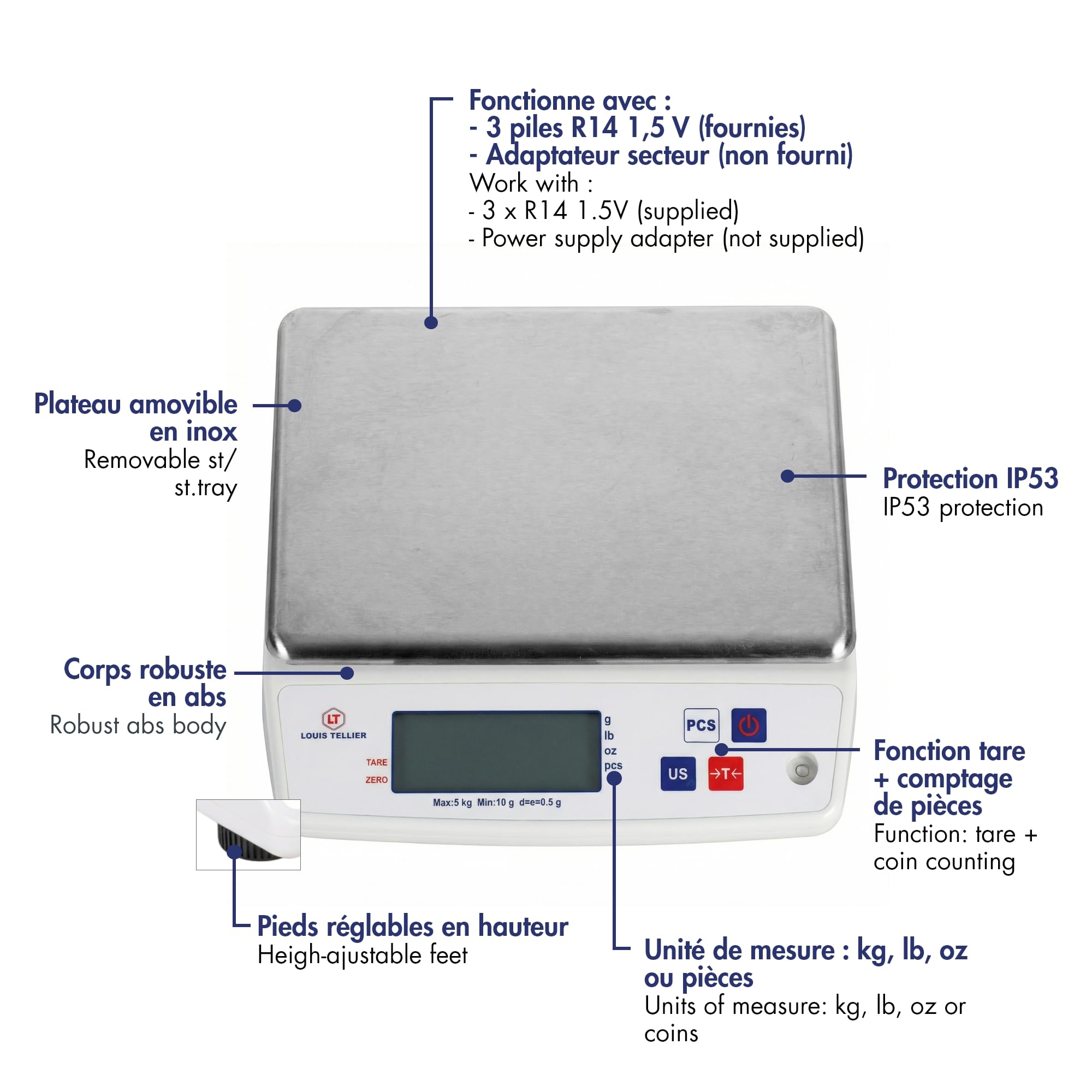 208060 Waga, 005kg/0,5g, 8cm x 24cm x 22cm