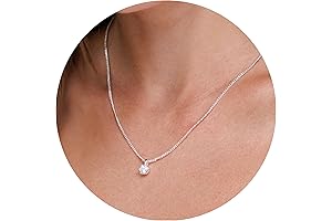 Galis Dainty Necklace - 16.5" Choker Necklace Cubic Zirconia Round Cut Floating...