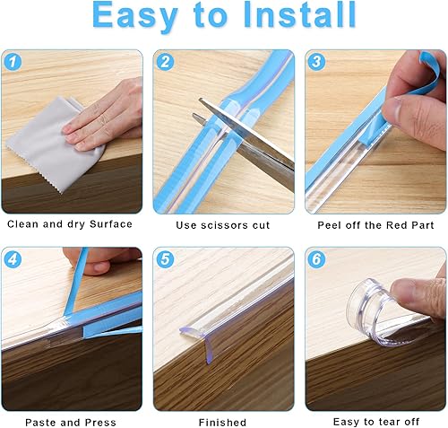 Miniatura 5 de Protector de esquina a prueba de bebés, protectores de esquinas transparentes de 32.8 (32.8 ft), protector de esquinas para muebles y parachoques de