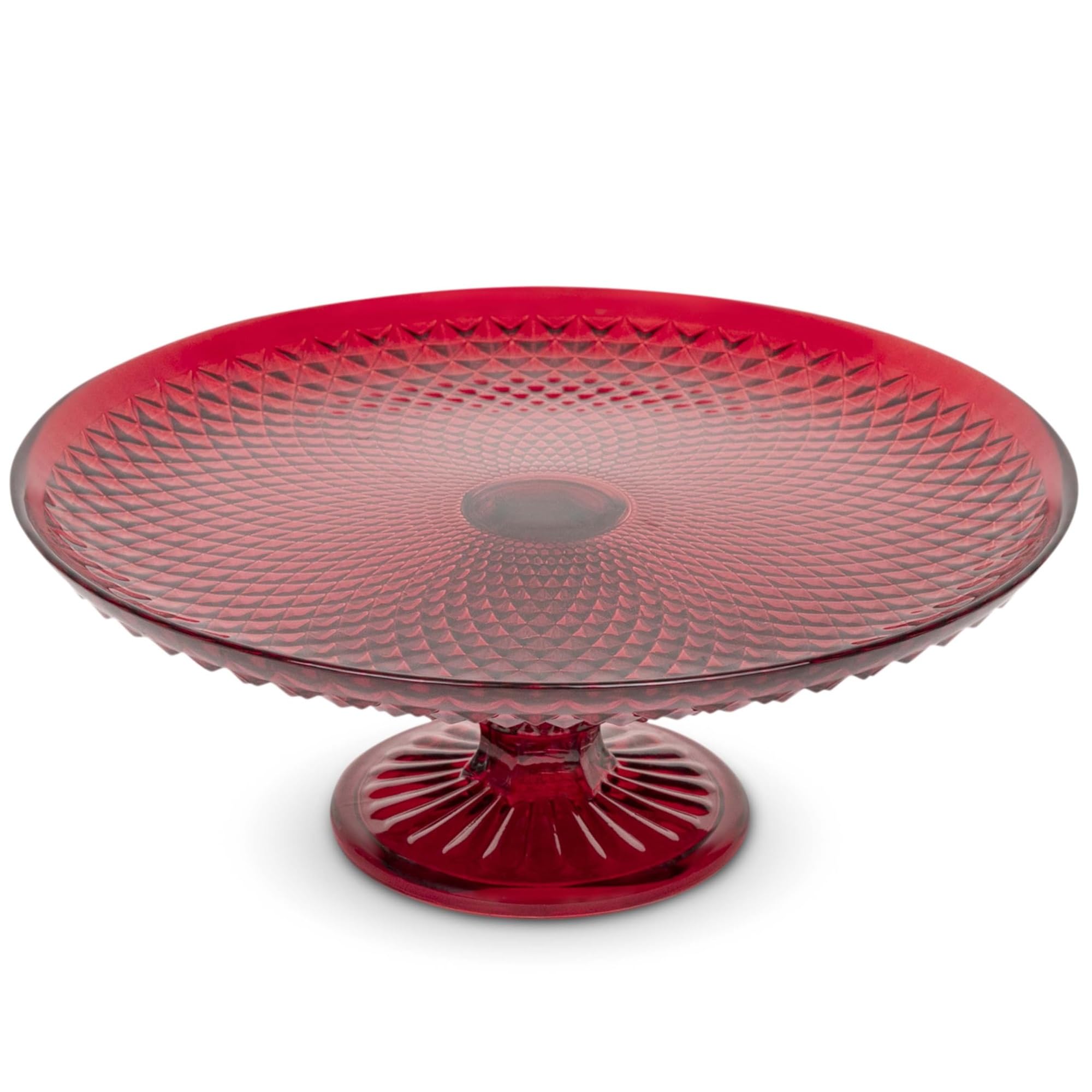 Amici Home Stojak na ciasto ze szkła diamentowego, okrągły talerz do ciasta w stylu vintage, półmisek do serwowania babeczek, ciasteczek, stojak na desery na imprezy, wesela i prezent, 25 x 9,4 cm