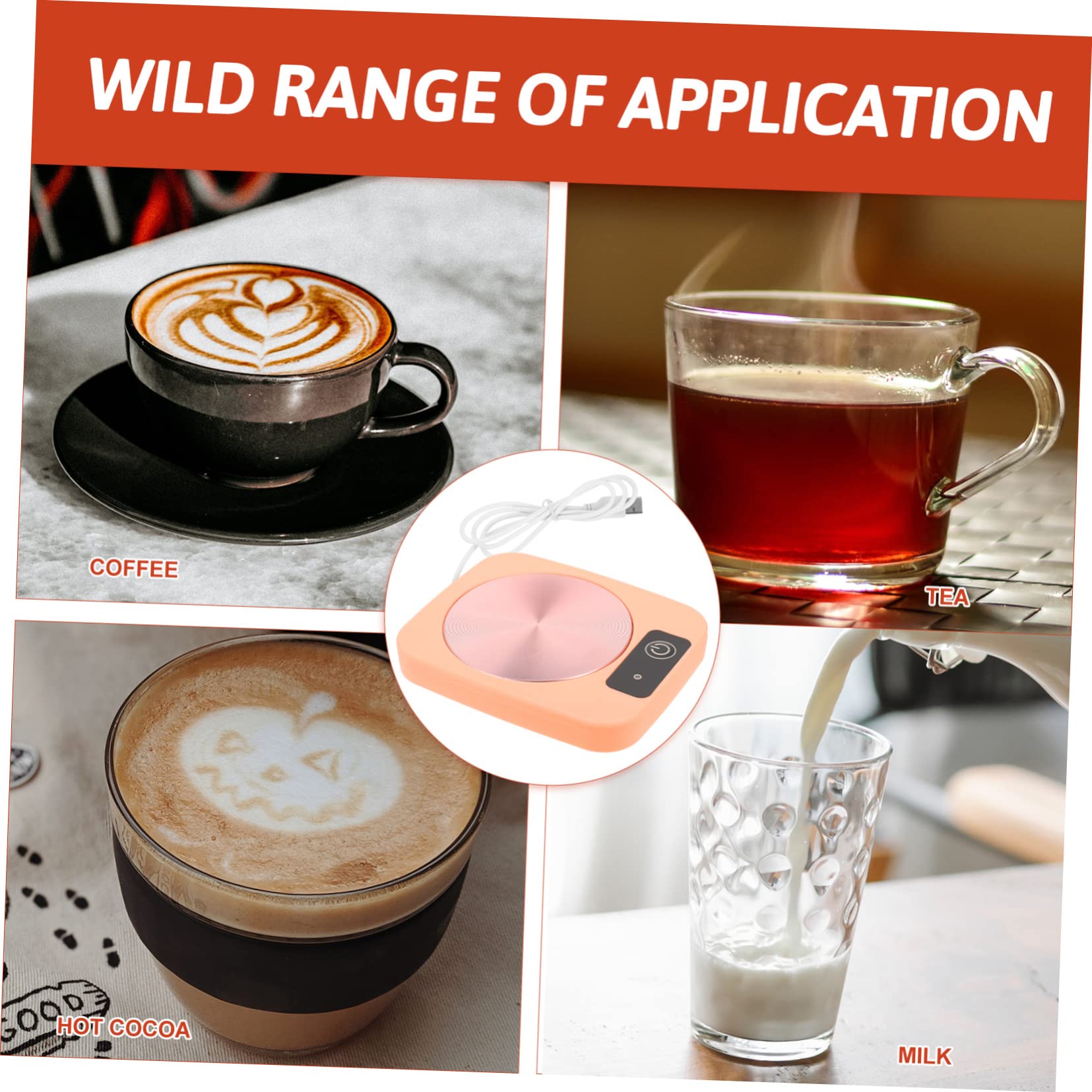 PRETYZOOM Electric Heating Coaster Coffee Cup Warmer for Home Office USB Mug Warmer for Milk Water Beverages Portable Compact Design for Present Option