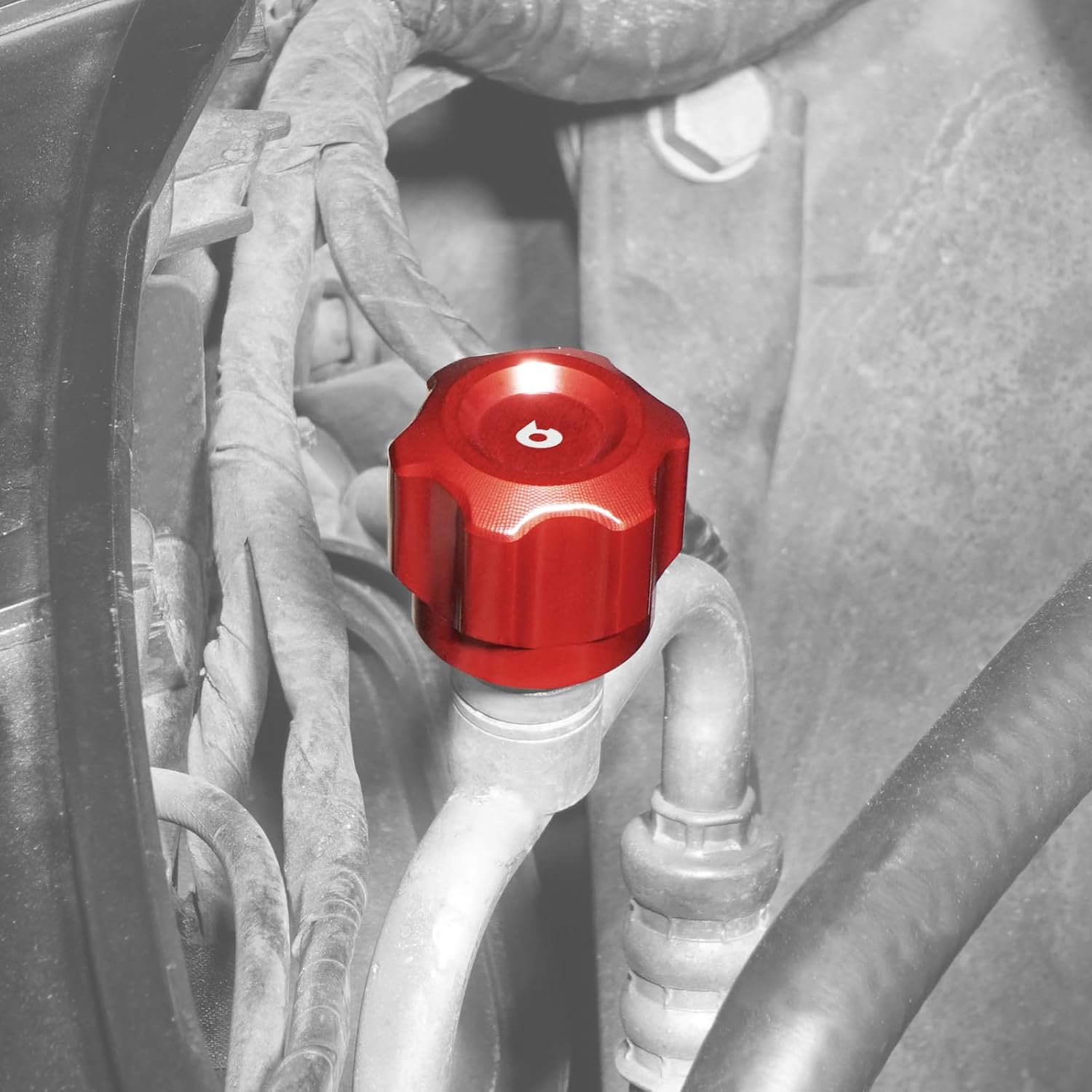 Bevinsee A/C Line Caps Compatible with E90 E91 E92 E93 E46 E81 E82 E87 E88 E60 E61 E64 E36 E85 325i 328i 335i 535i 530i 525i, Replacement for 64538387437, 64538387438, Aluminum, Red