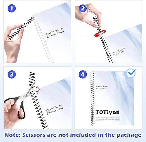Miniatura 5 de TOTiyea Paquete de 50 bobinas de encuadernación de plástico, capacidad de 215 hojas, espirales de encuadernación de 0.984 in, paso 41, negro