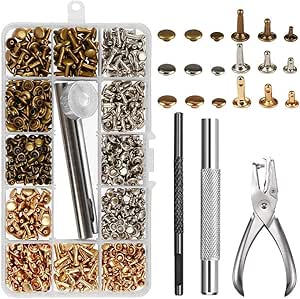 NACTECH 300 Set Leder Nieten Doppelkappe mit Nietenzange Lochzange ...