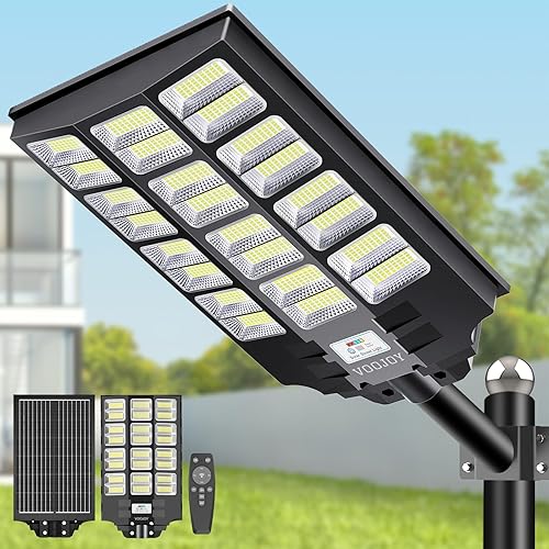 Luces solares de calle de 8000 W para exteriores, impermeables, del atardecer al amanecer, luces solares para exteriores con sensor de movimiento y