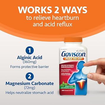 Gaviscon Max Peppermint Tablet, 50 Count