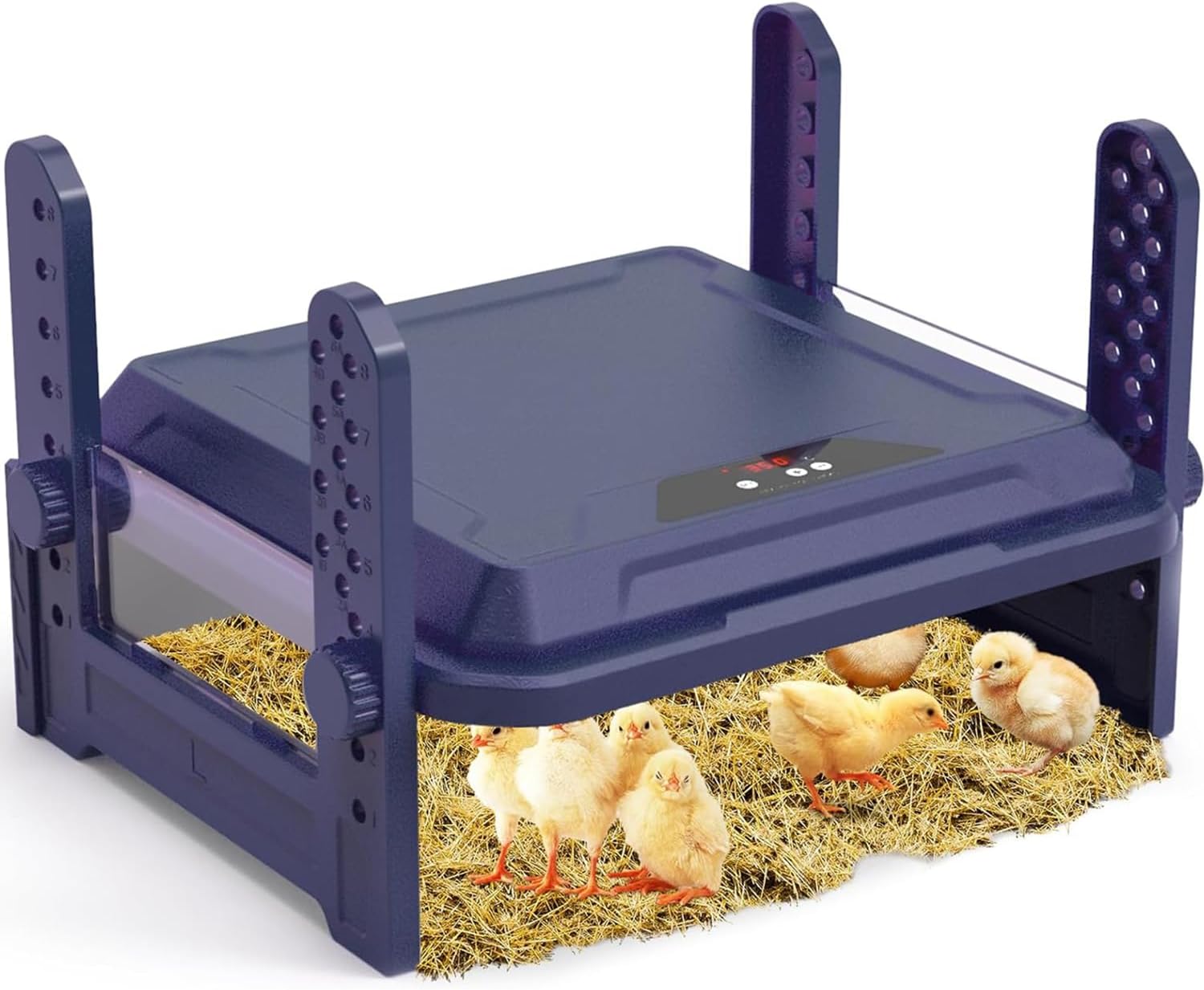 Chick Brooder Heating Plate with Adjustable Temperature, 12"x12" Chicken Brooder Heater for Baby Chicks, Ducklings, Safer Alternative to Heat Lamps, Adjustable Height, 65W Brooder Plate(Blue)