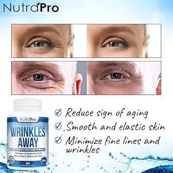 NutraPro Anti Wrinkle and Ageless Skin Vitamins - Dermal Repair Complex for Skin Repair with Collagen & Resveratrol, Alpha - Lipoic Acid & Hyaluronic Acid. Supplement for Dermal Renew and Anti-Aging.