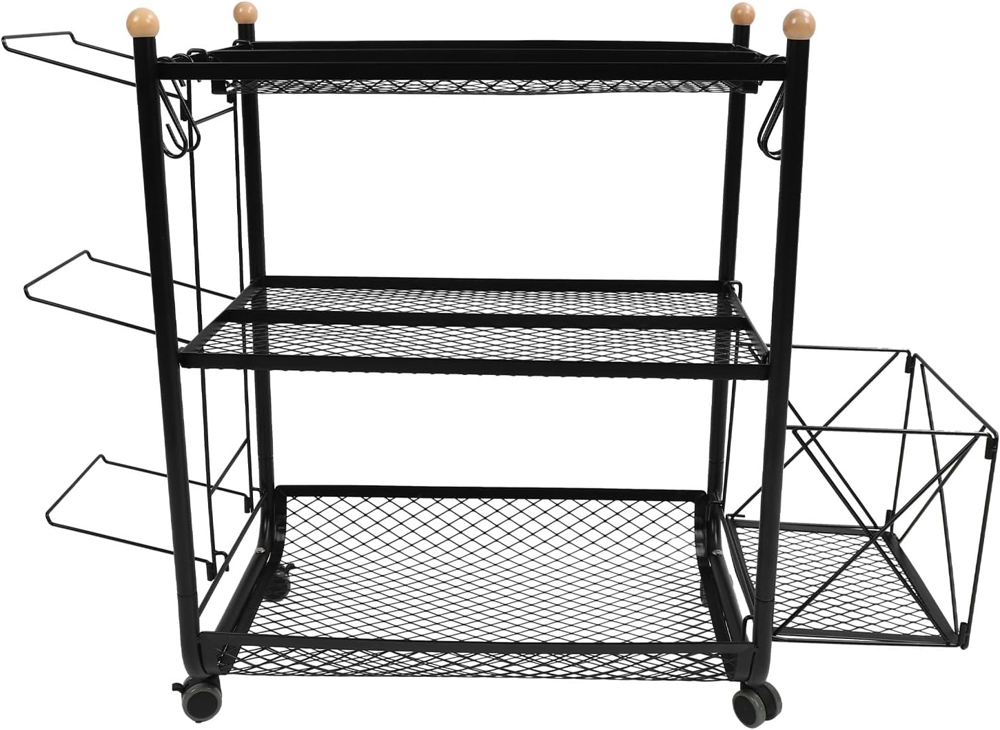 Ball Storage Rack, Space Saving Roller Design Sports Equipment Organizer Large Capacity for Office for Gym (Black)
