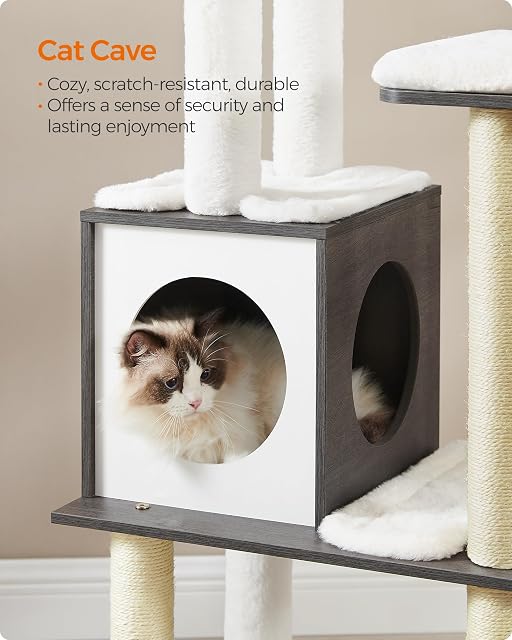 Foto 7 de 8 de Feandrea WoodyWonders - Árbol para gatos, torre moderna para gatos de interior, condominio de varios niveles…