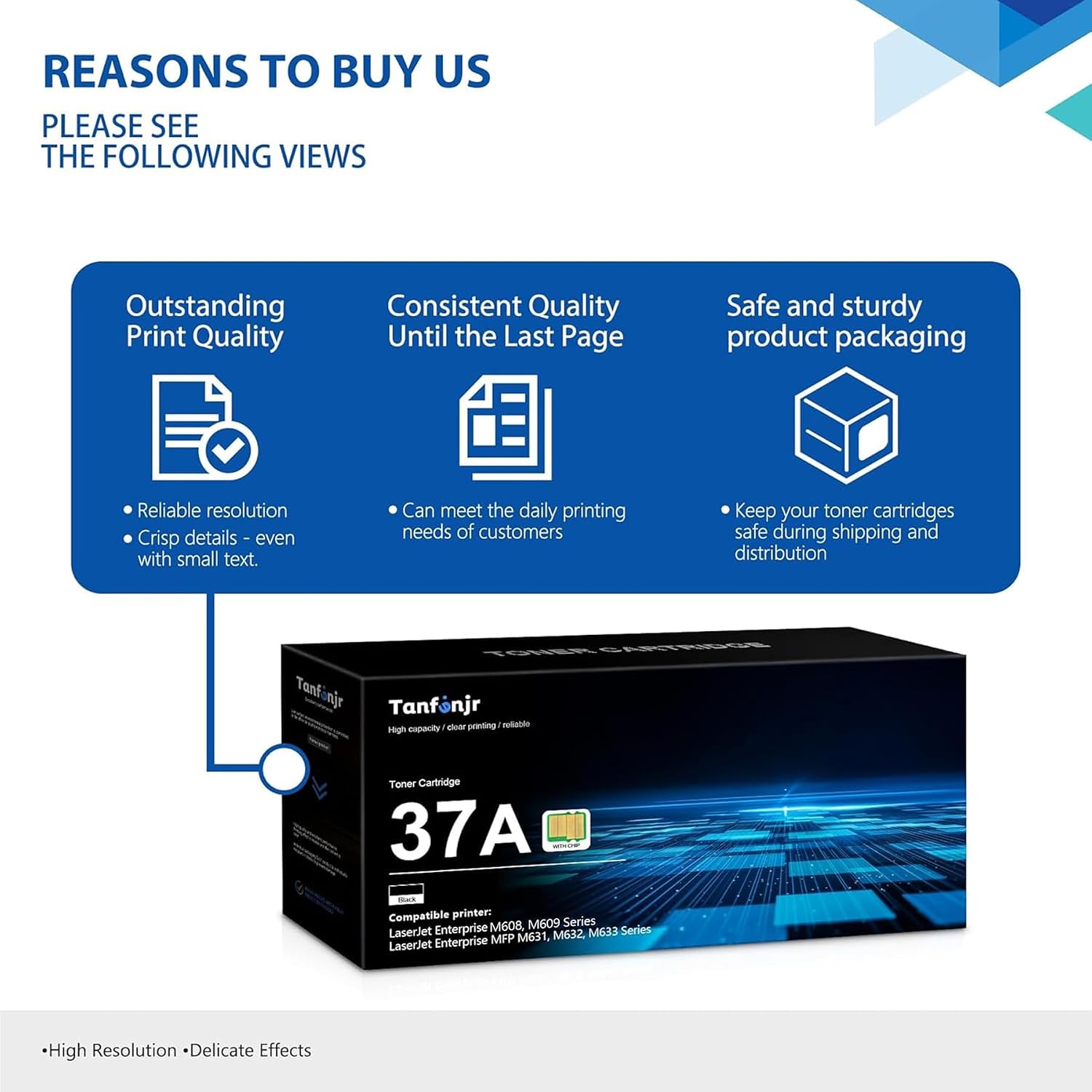 (New Chip) CF237X 37X Black Toner Cartridge 1 Pack: Replacement for HP 37X Toner Cartridge 37A 37Y Works with Laser Enterprise M607, M608, M609 Series; MFP M631, M632, M633 Series Printer | CF237X