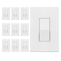 Vista 34 de ENERLITES - Interruptor de palanca decorativo de encendido/apagado con placas de pared, unipolar, 3 cables, tornillo de conexión a tierra, grado