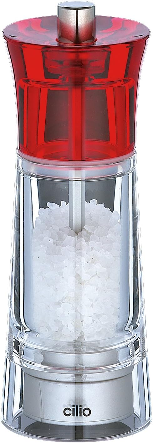 TopGourmet Cilio Genova Salt Mill Acrylic Clear Red 14 cm