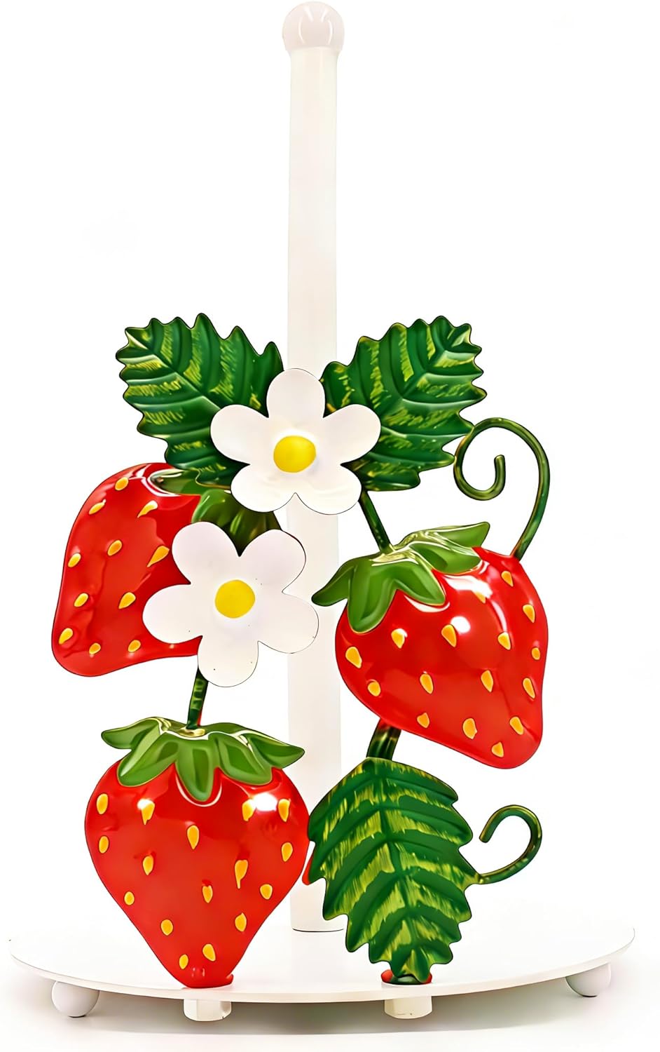 Strawberry Kitchen Decor Strawberry Paper Towel Holder Rustic Farmhouse Paper Towel Stand Countertop Red Kitchen Accessories Decorations for Bathroom 3D Handmade Pattern