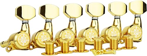 Miniatura 8 de Guyker 6 piezas de afinadores de bloqueo de guitarra (6 diestros), relación 1:18, clavijas de llave de afinación, cabezales de máquina con mango
