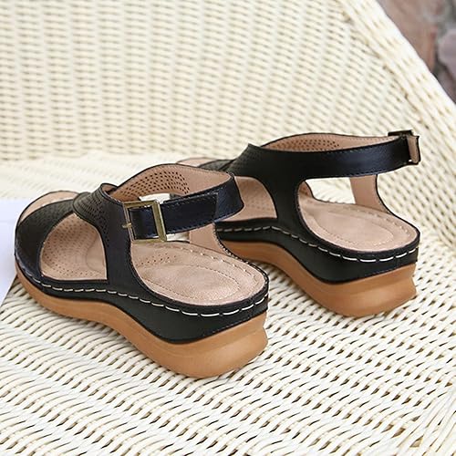 Miniatura 7 de Espadrille Wedge Sandals for Women Low Heel Closed Toe Wide Sandals for Women Wide Width Espadrille Heels Womens Black Platform Wedge Sandals