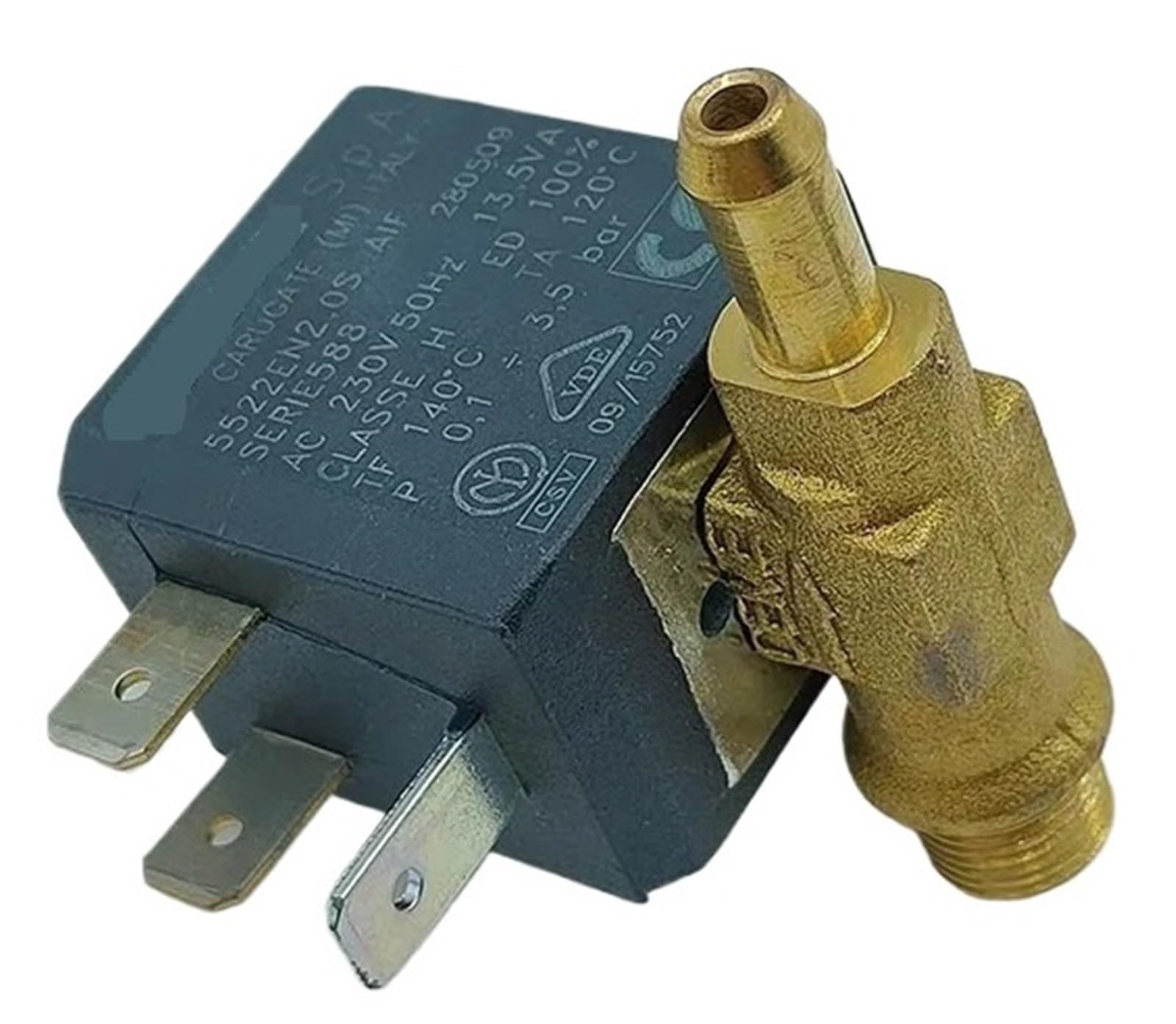 Électrovanne normalement fermée en laiton massif 588 pour circuits de gaz et eau chaude