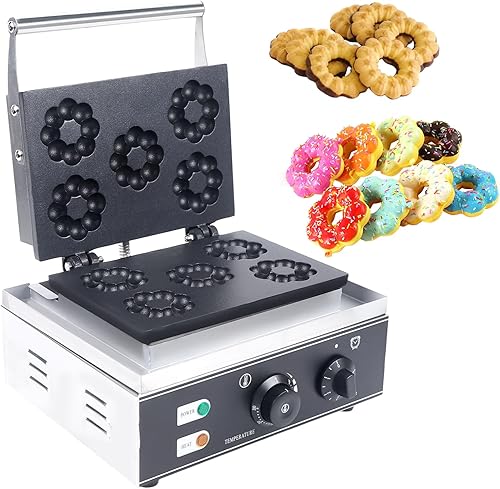 Gagalayong Máquina comercial de donas de ciruela de 110 V, 5 agujeros, calefacción de doble cara 122.0-572.0 F, fabricante de donas eléctrica,