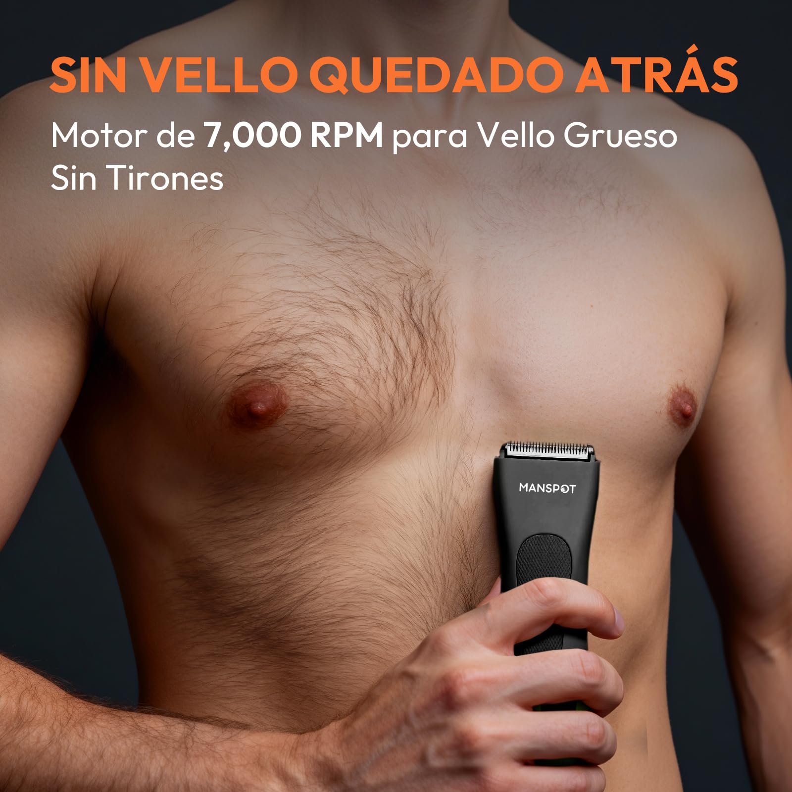 MANSPOT Afeitadora Corporal Masculina, Depiladora Corporal Hombre Electrica con Cuchilla de Cerámica Desmontable y Protección IPX7, Rasuradora Hombre Recargable USB para Cuerpo, Zona Intima, Genitales — view 3