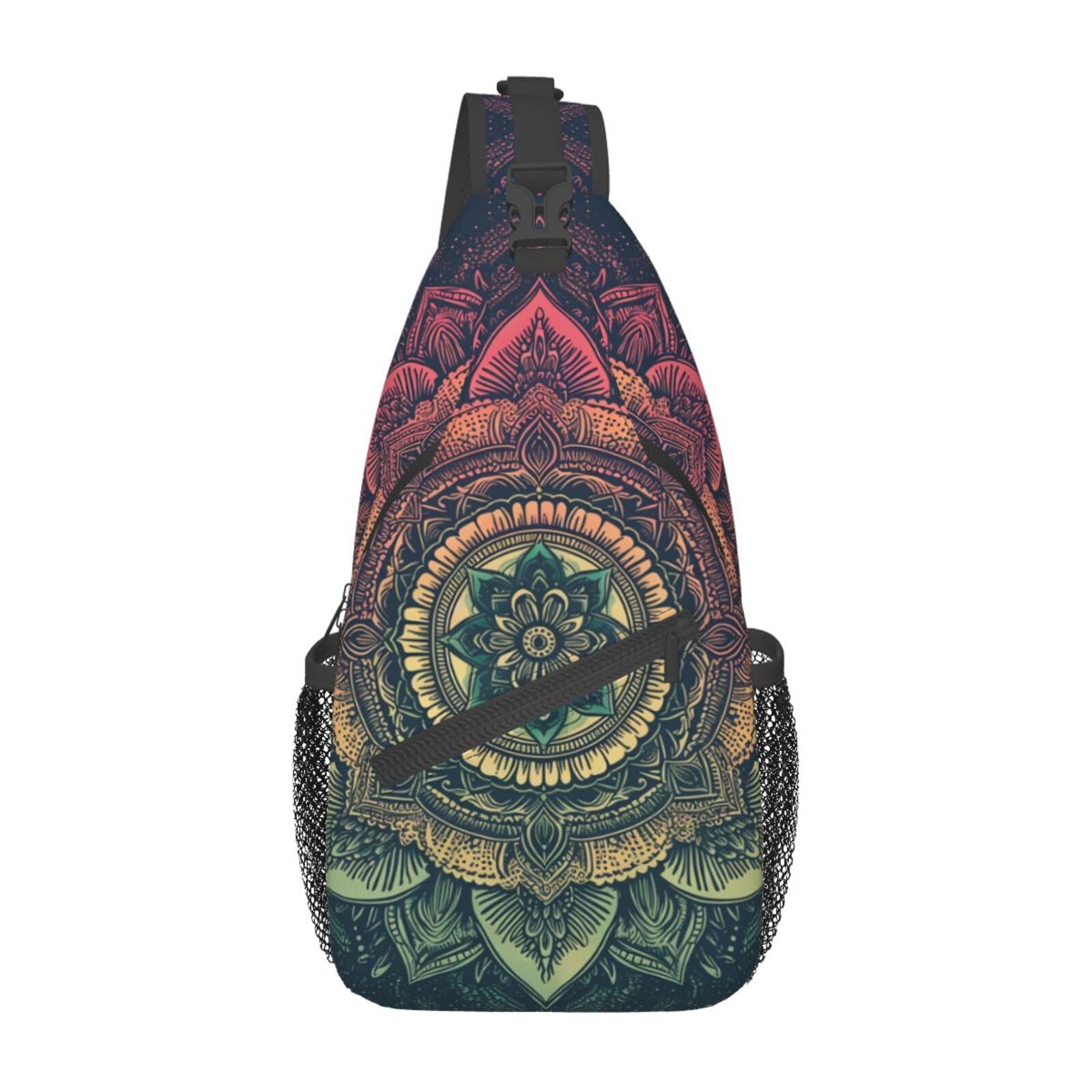Mandala Sling Backpack Chest Bag Crossbody Shoulder Bag Gym Cycling Travel Hiking Daypack For Men Women