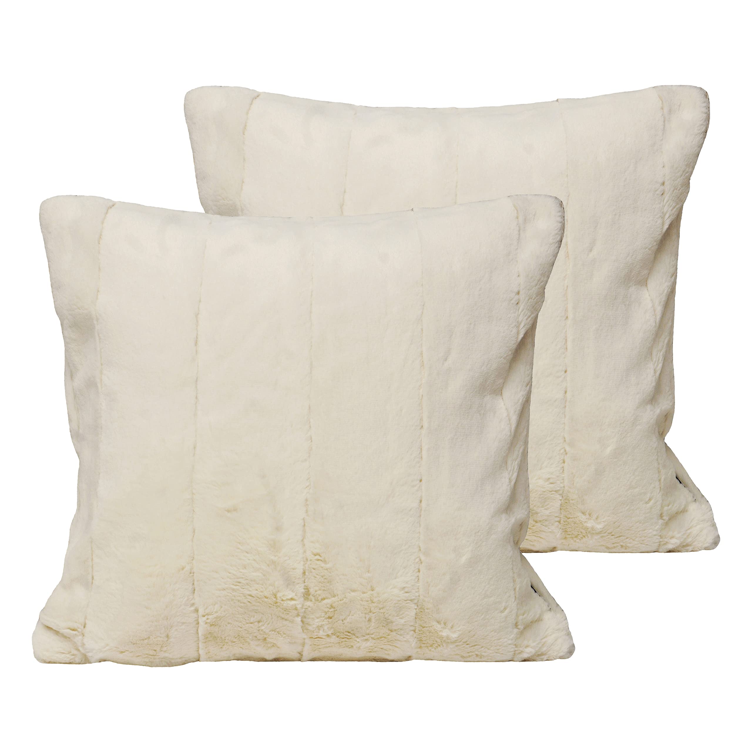 Paoletti Empress Twin Pack Cushions Cream 55 x 55cm - Polyester Filled - Faux Fur Effect