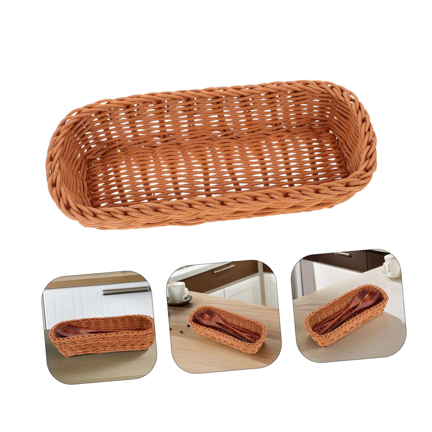 Toyvian Cesta Tejida de Ratán de Plástico Cesta para Cubiertos Organizador Reutilizable para Cocina