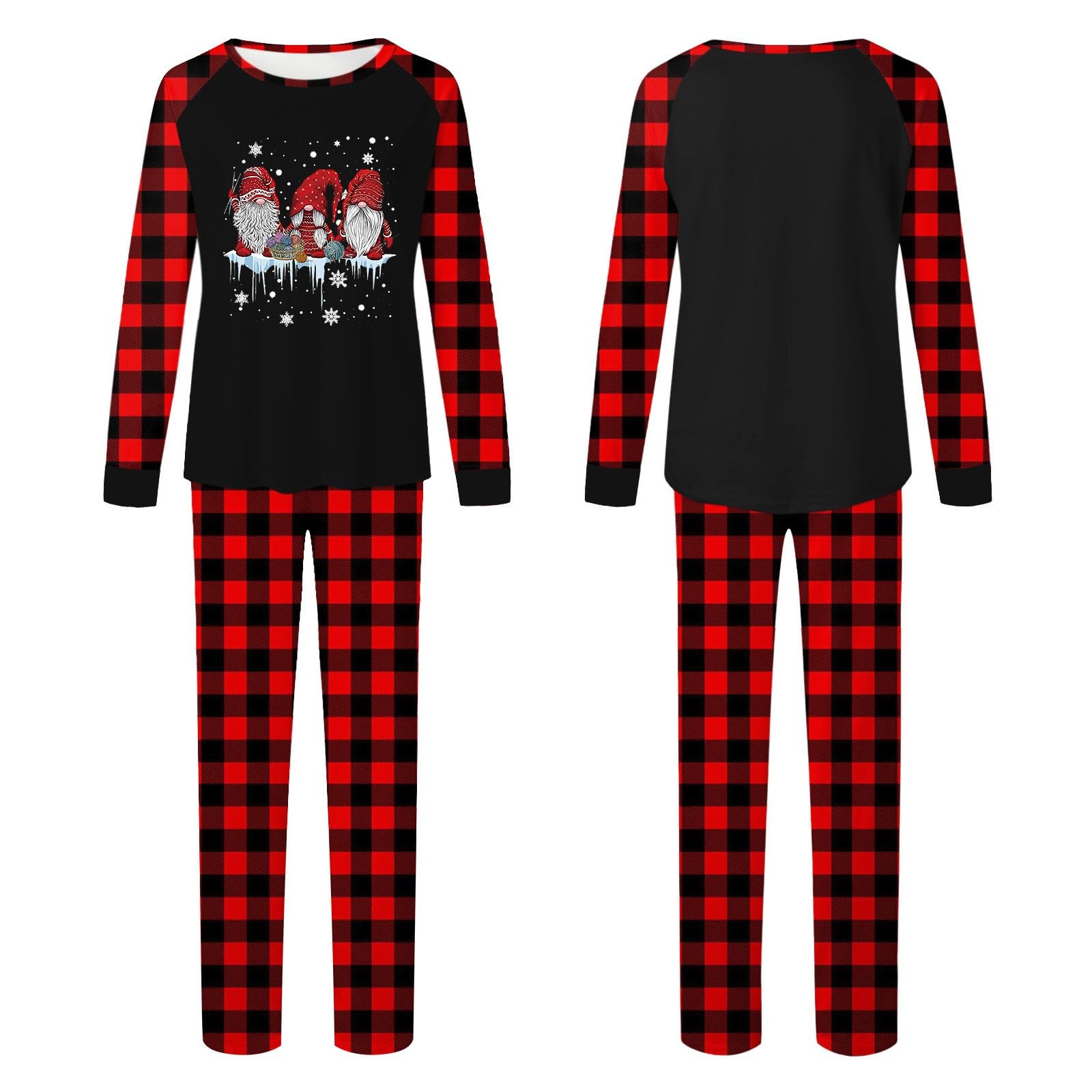 Genérico Mono Mamá para Navidad, Pijamas Familiar Impreso Cuadros Manga Larga Pelele Suave Casual Traje de Noche Vacaciones
