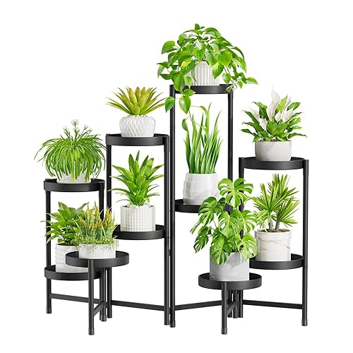 iDavosic.ly Plant Stand Indoor Outdoor, 10 Tier Corner Metal Flower