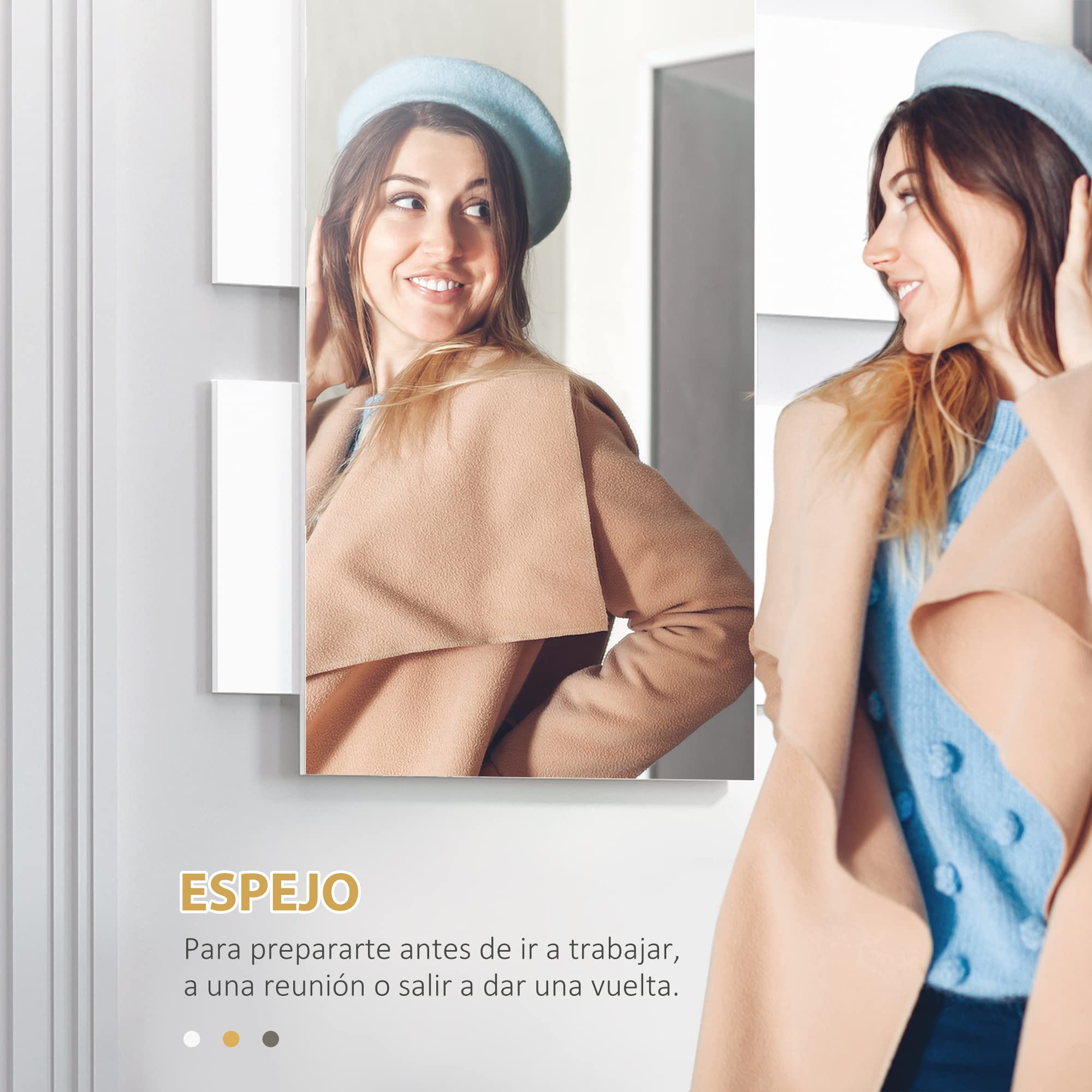 HOMCOM Juego de Muebles de Entrada Recibidor con Espejo y Cajón Estilo Moderno Recibidor Colgante para Pasillo 75x4x70 cm y 75x29x20 cm Blanco