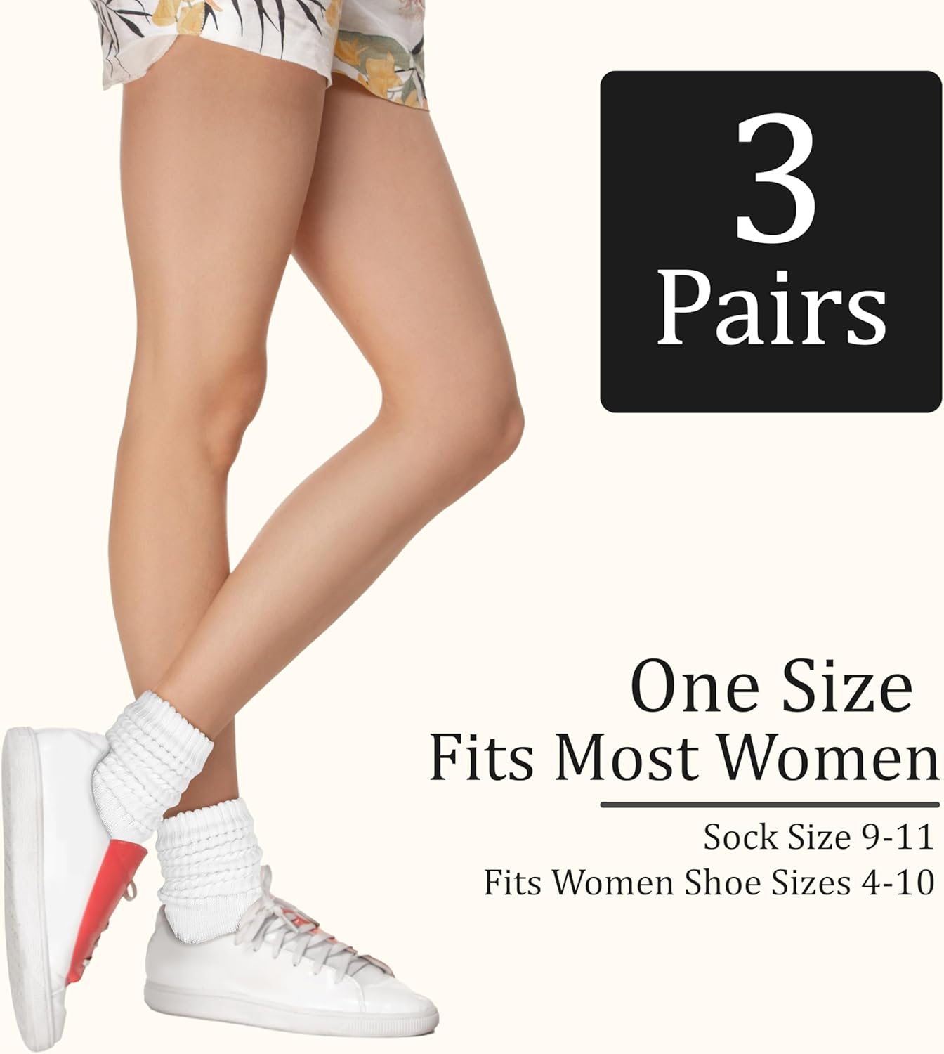 Winterlace Scrunch Crew Slouch Cotton Womens Socks 3-Pair Ribbed Soft Retro Boot Calf Sock - Image 3