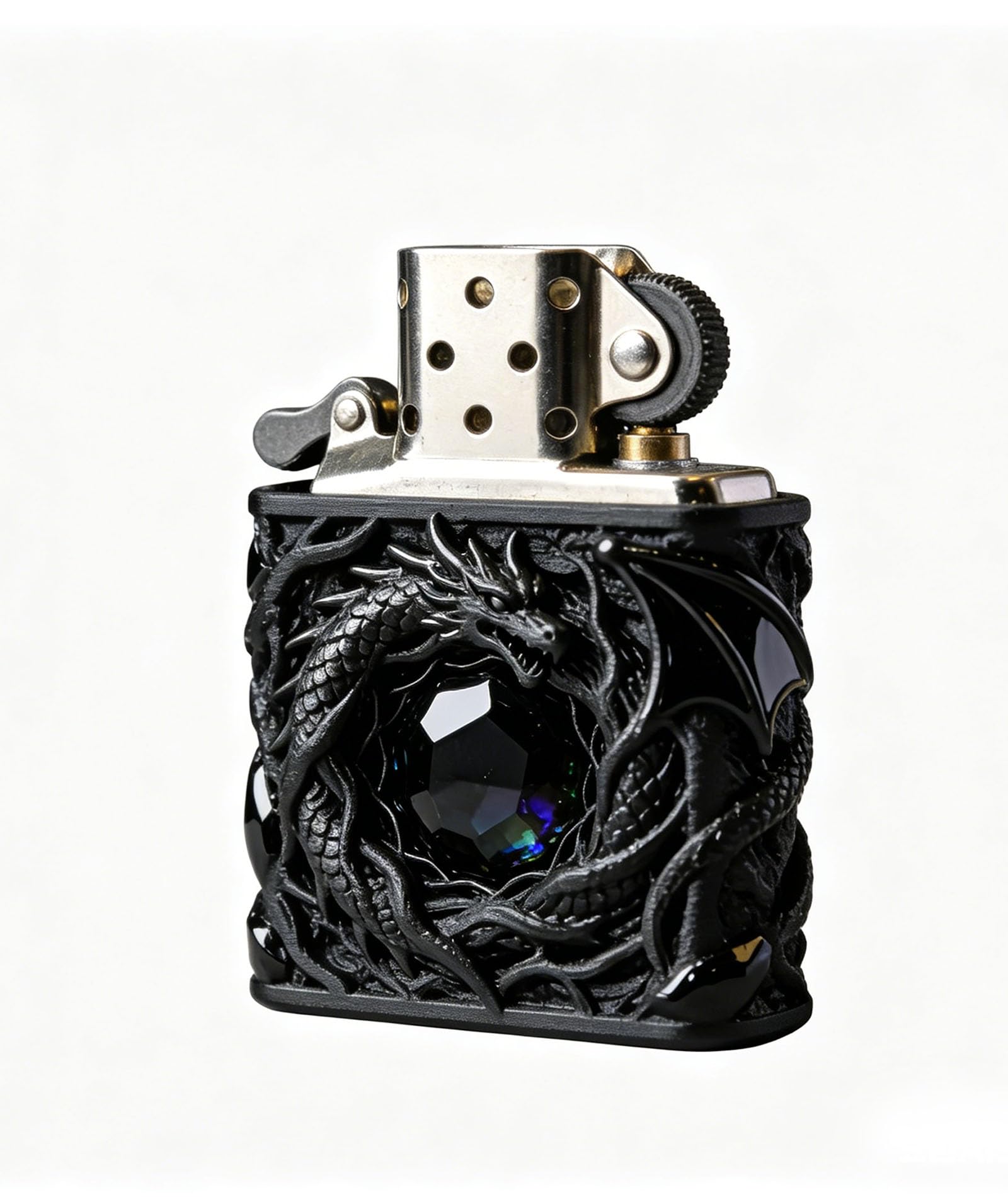 Cool Dragon Lighters Windproof Carving Dragon Kerosene Lighter Reusable Kerosene Grinding Wheel Lighter (A)