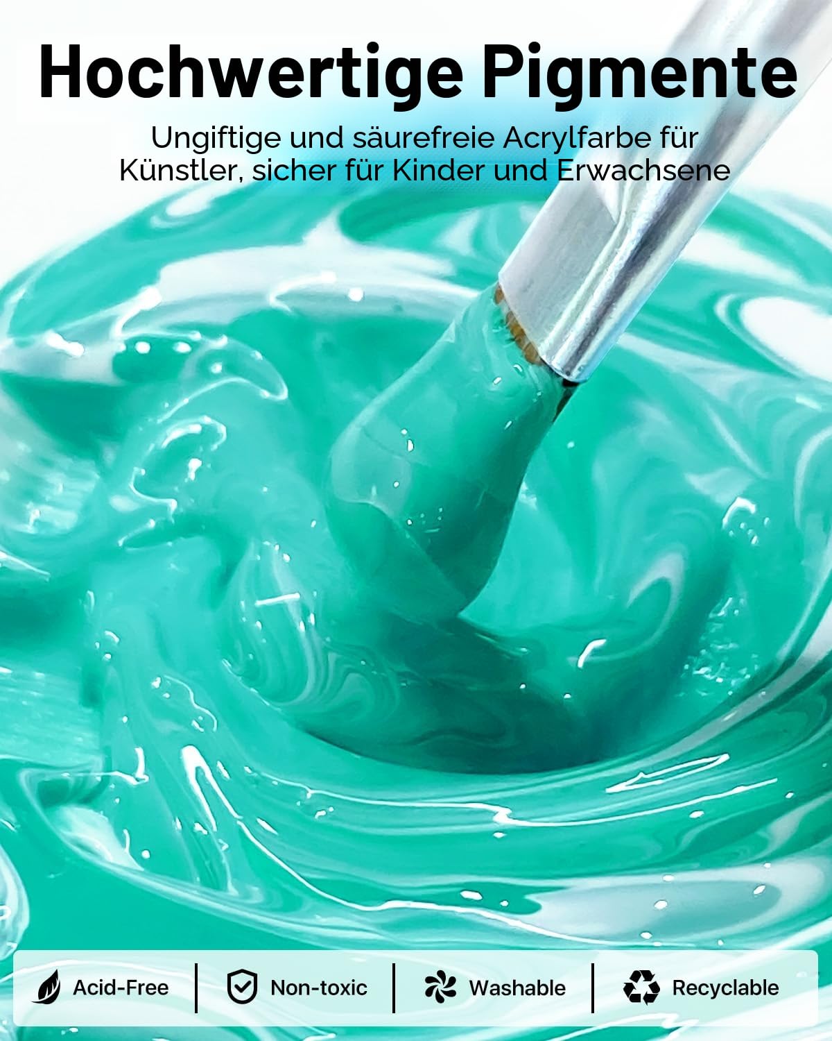 JusArt Acrylfarben set, mit 24 acryl Farben (je 250ml), große Flaschen, ungiftig Acrylic Paint,Wasserfest und Lichtecht,für Künstler,Holz, Stoff,leinwand,Leder und Stein