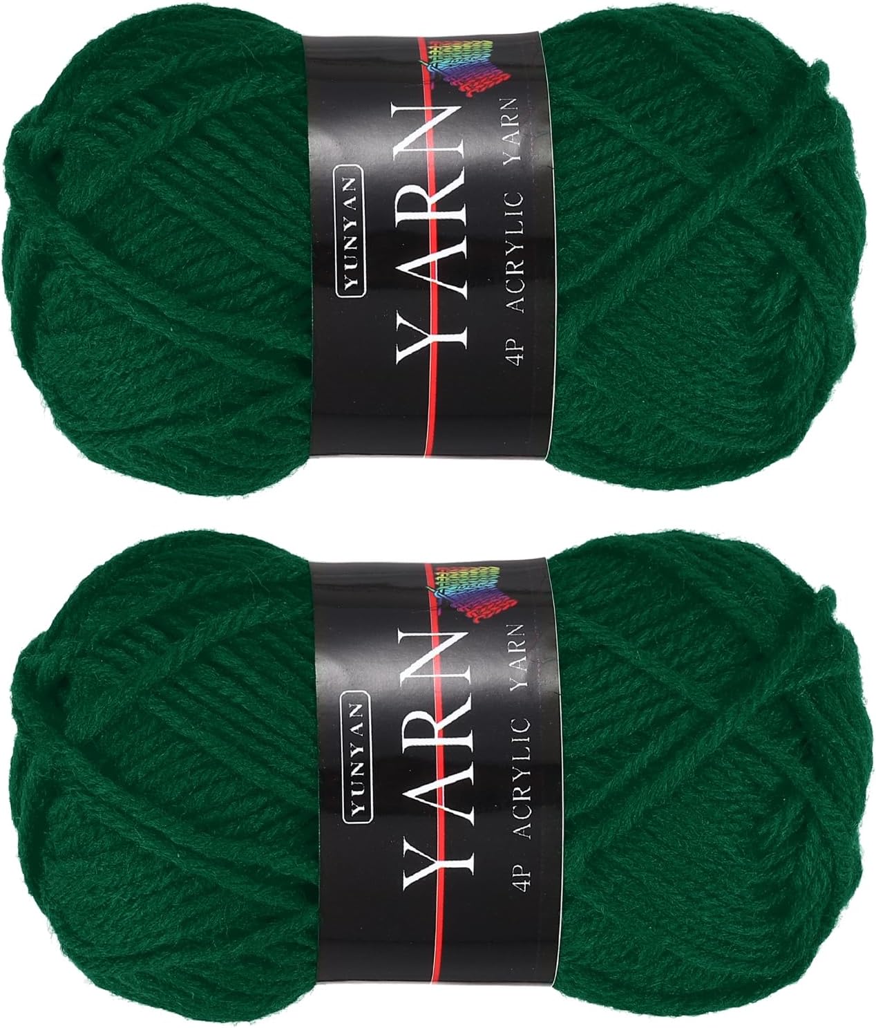 MECCANIXITY 2PCS Crocheting Yarn, Deep Forest Green 4 Ply Acrylic Yarn 50g Sport Weight Yarns Bulk Soft and Fluffy Yarns for Knitting DIY Crochet Handicraft Blankets Gift, 110 Yards