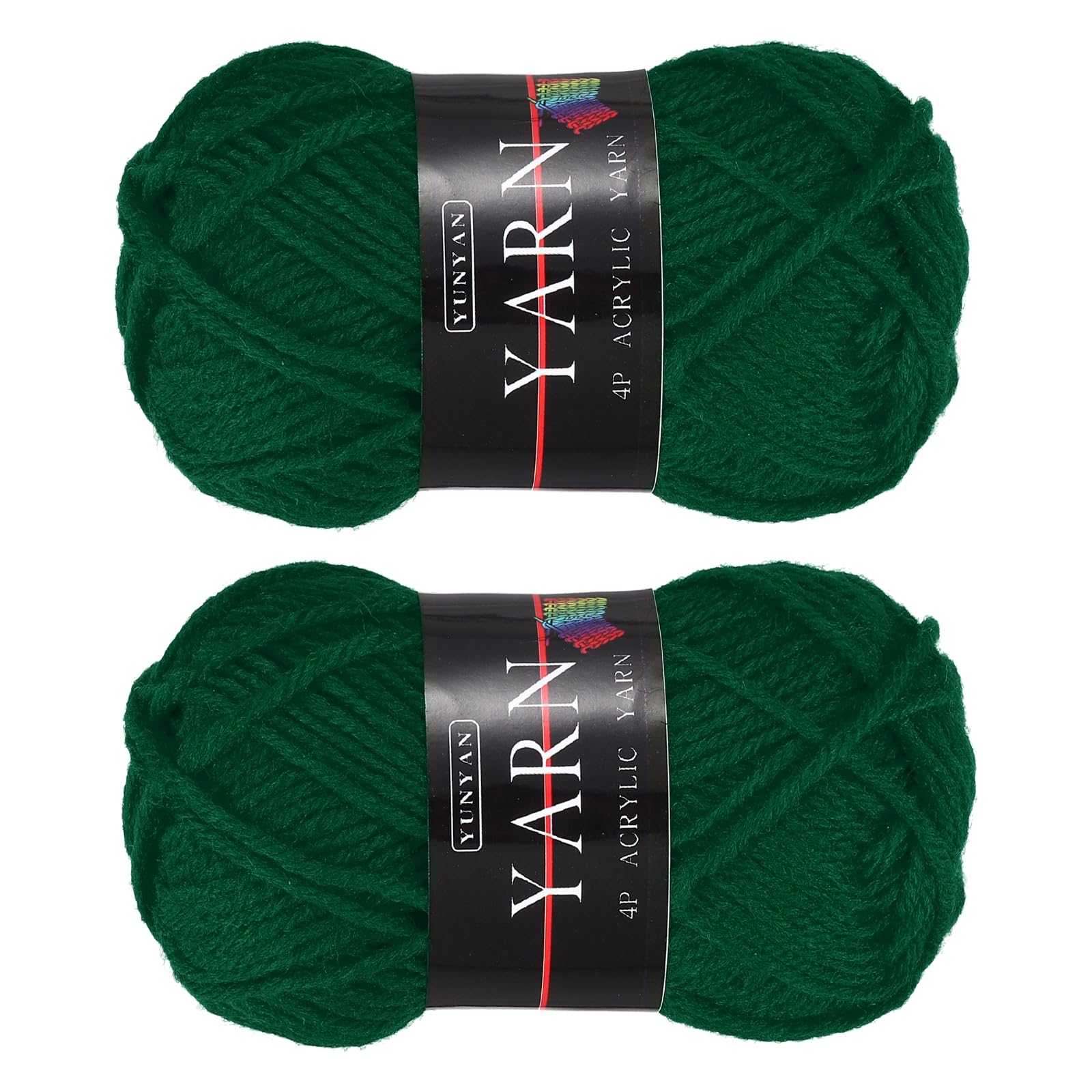 sourcing map 2PCS x 25g Acrylic Crochet Yarns, Forest Green 4 Ply Sport Weight Crochet Yarns Bulk Soft and Fluffy for Knitting DIY Handicraft Blankets(100m/110 Yards Total)