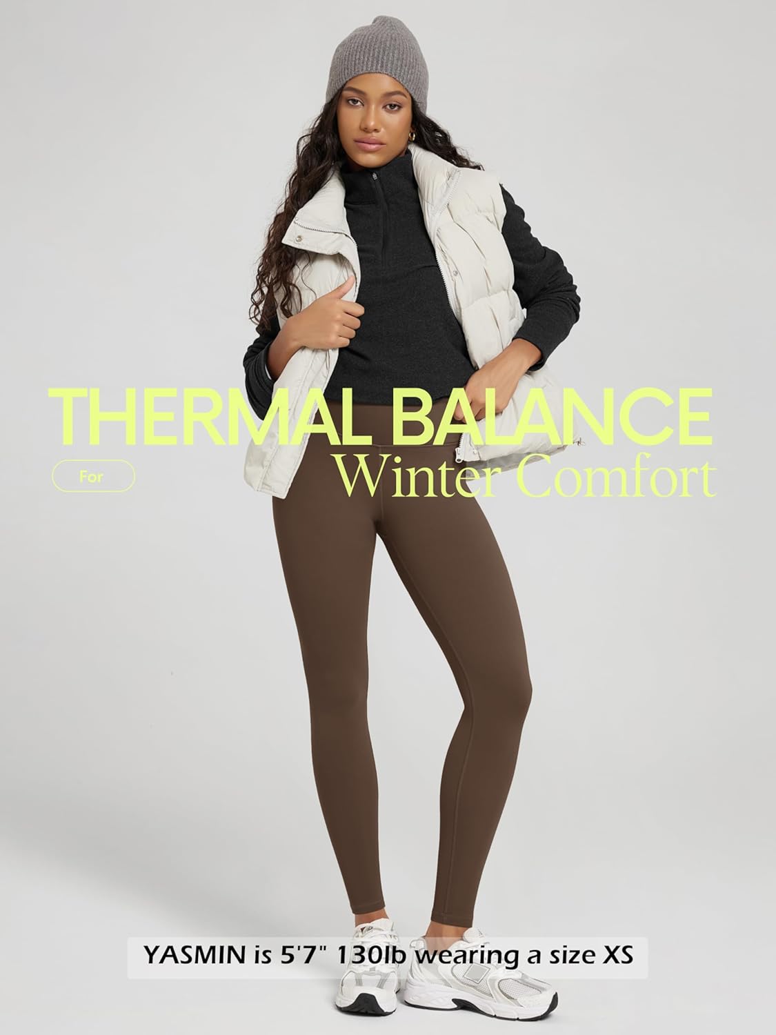 ODODOS Women's Thermal Bonded Fleece Lined Leggings - Thick Warm Winter High Waisted Yoga Pants with Back Pocket - 25" / 28" - Image 3