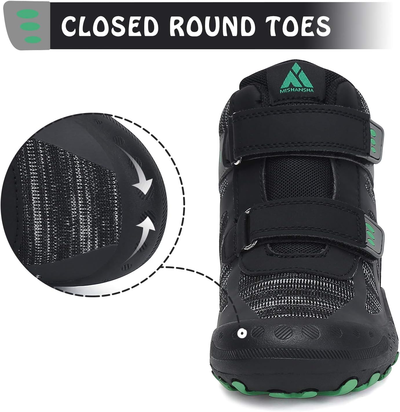 Mishansha Unisex-Child Outdoor Ankle Hiking Boots Boys Girls Trekking Walking Shoes with Hook and Loop