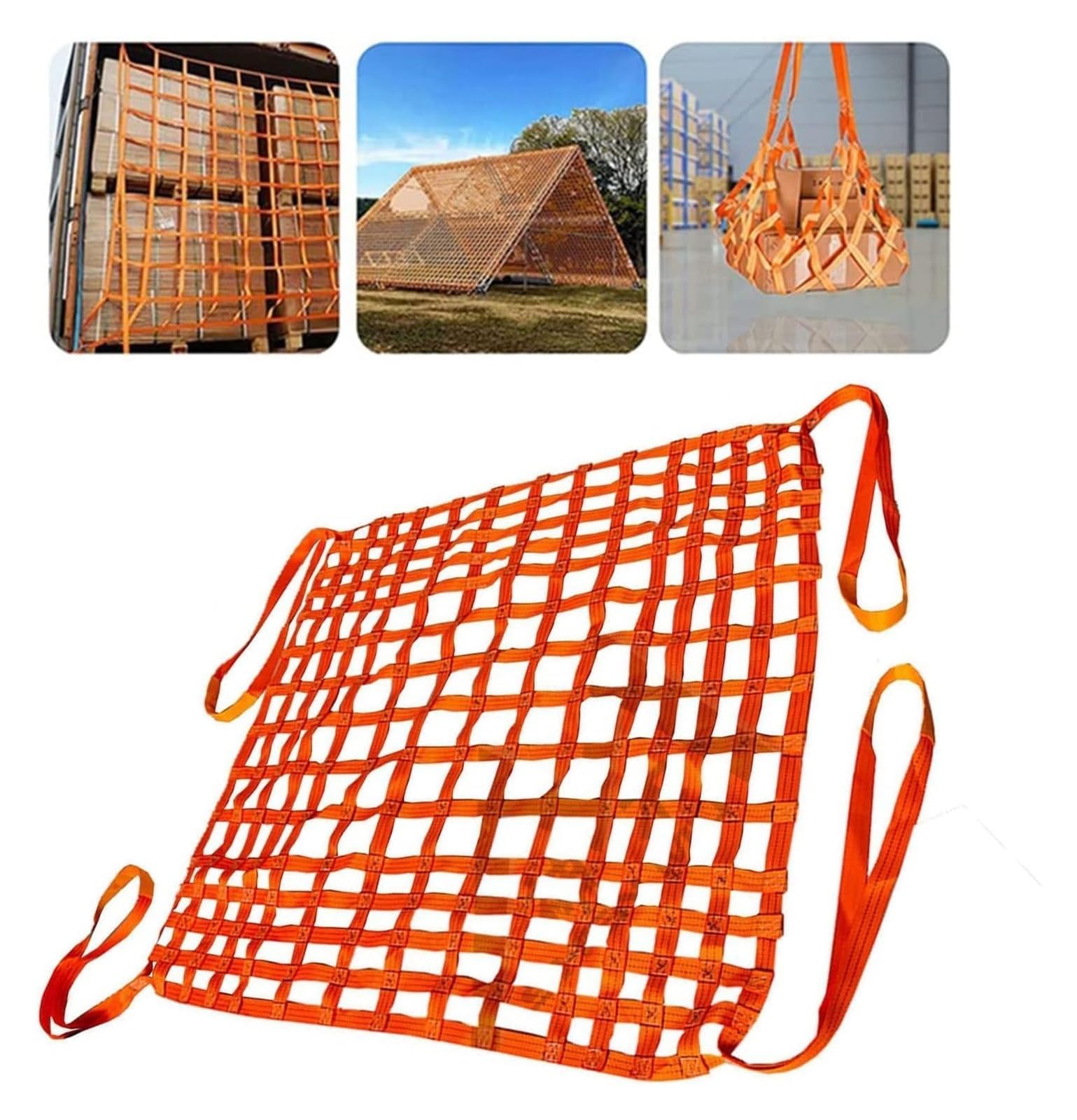 WQPMNYG Cargo Lifting Net - Heavy Duty Suspension Sling for Lifting Cargo, 2x2m Size, 20cm Mesh, Load Capacity 3.5t