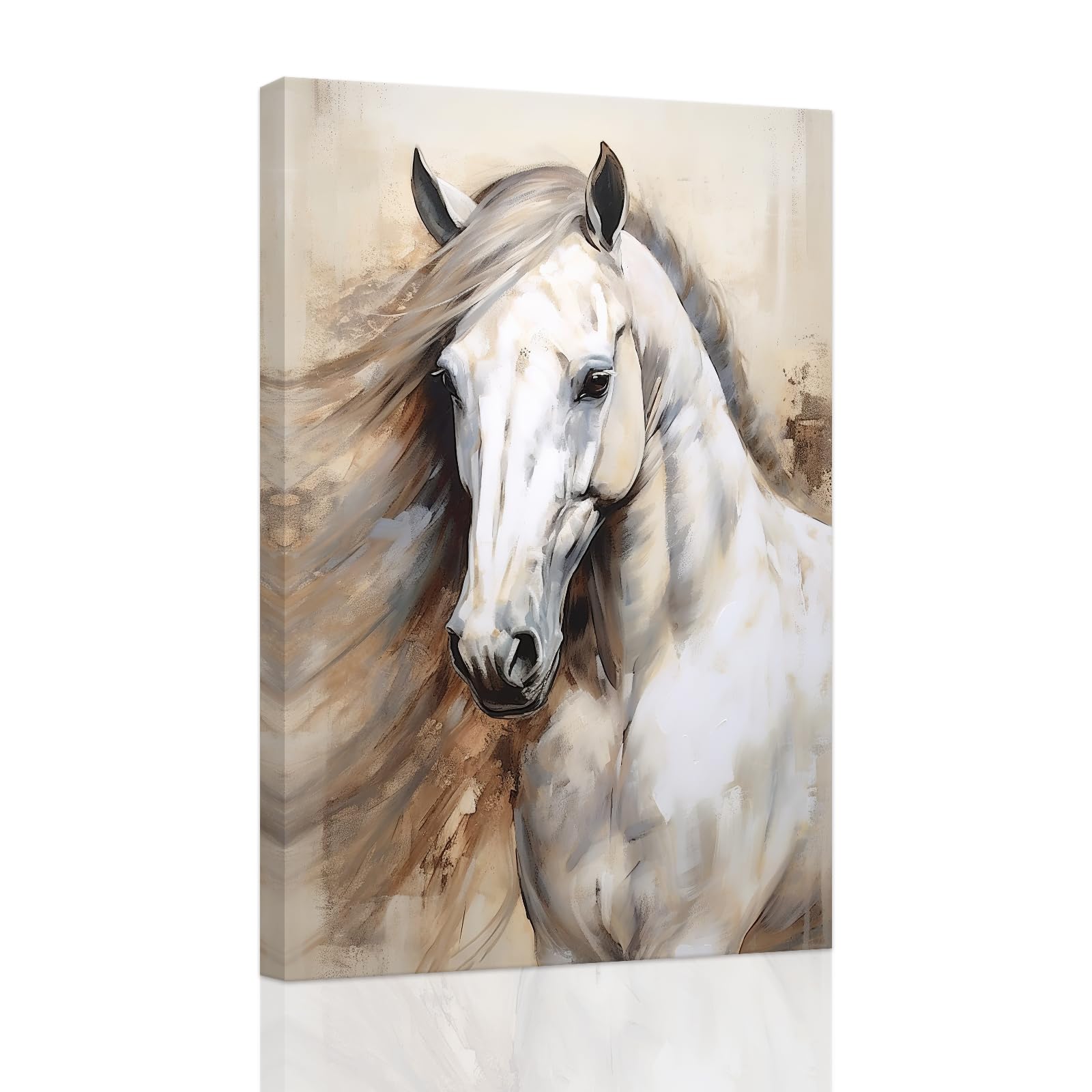 絵画　馬 Amazon.co.jp: ZXHYWYM 馬 キャンバス ウォールアート 白馬 ピクチャー