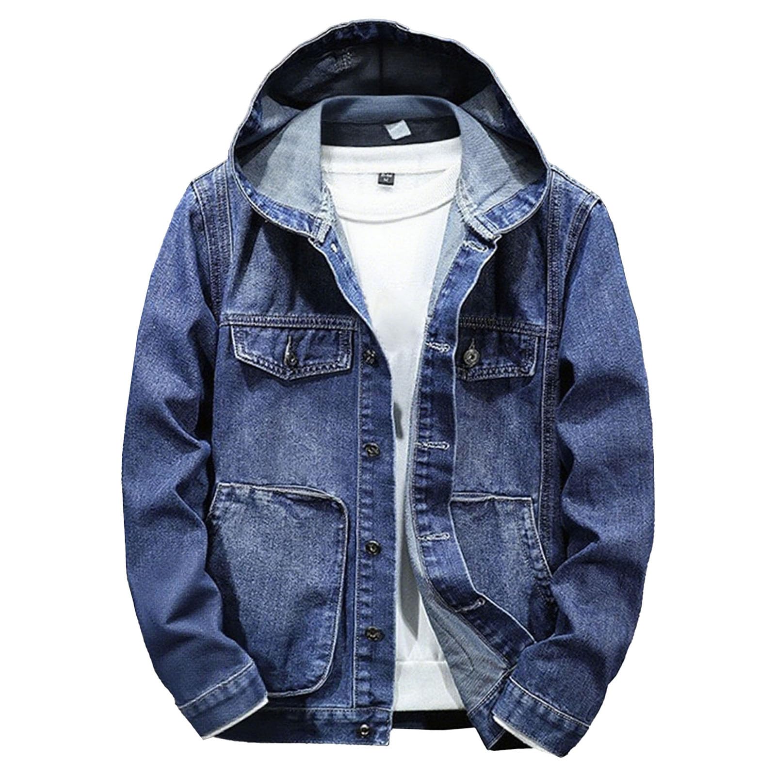 Veste en jean à capuche homme protégeant du vent avec coupe slim - 8