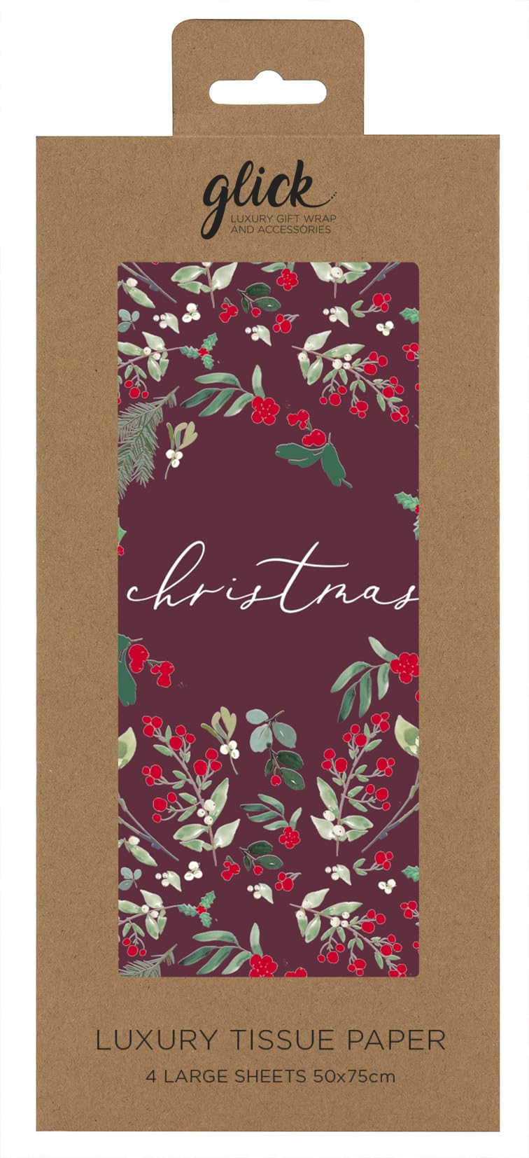 Glick Four Sheets Christmas Tissue Paper, Christmas Wreath Tissue Paper, Tissue Paper for Christmas Presents (Four Sheets)