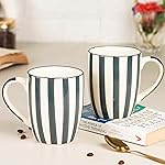 The Earth Store Grey Stripe Coffee Mug – 420ml Each Capacity, Microwave and Dishwasher Safe, Ceramic Coffee Mugs Set of 2 for Every Occasion