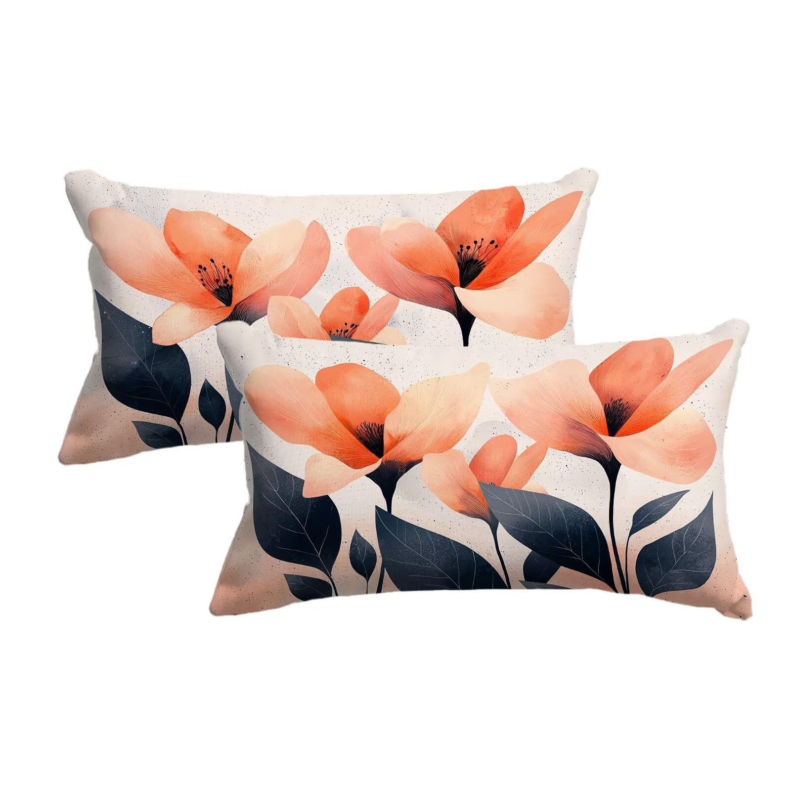 Housse de coussin fleur décoratif 40x60 avec impression recto verso de qualité lot de 2
