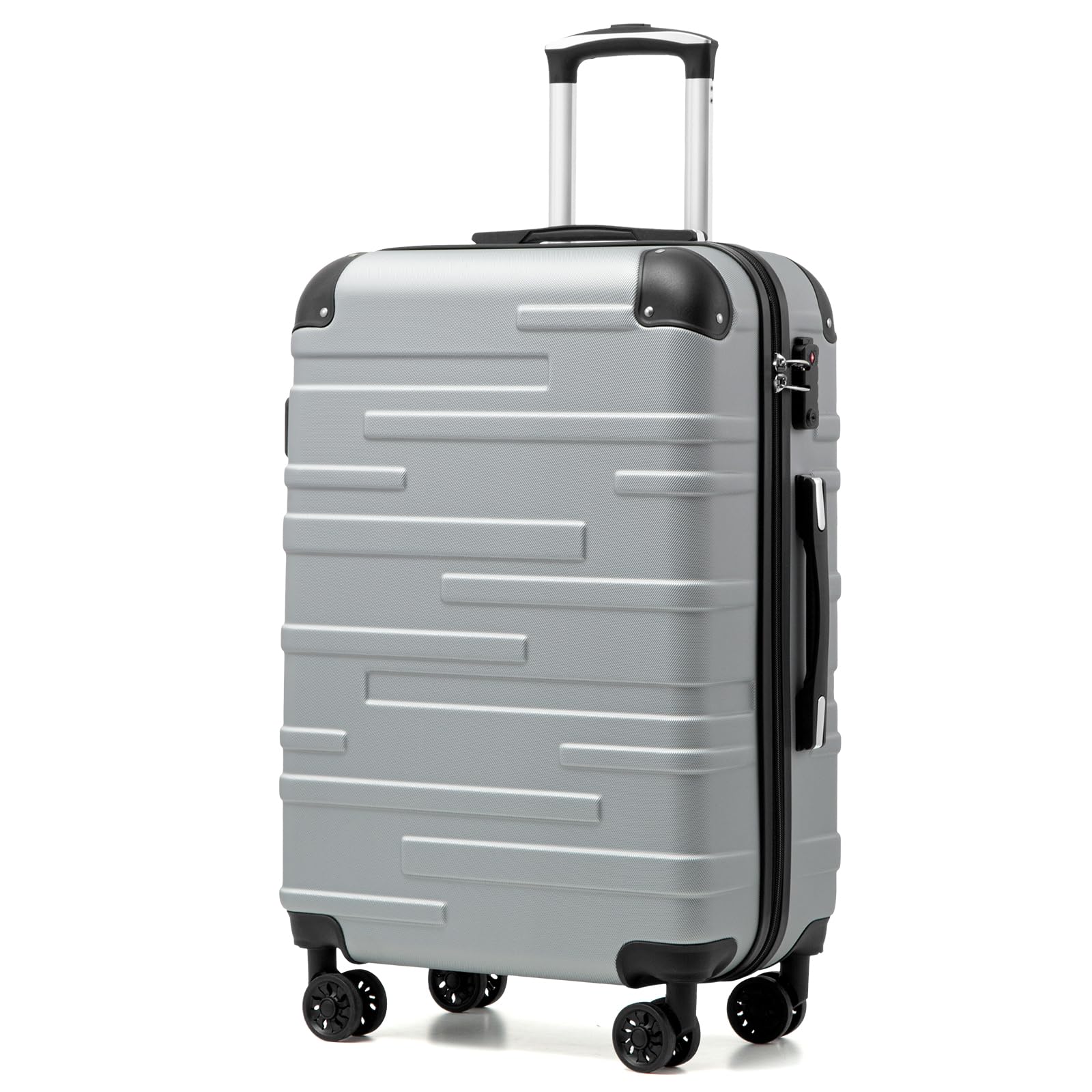 COOLIFE Hartschalen-Koffer Rollkoffer Reisekoffer Vergrößerbares Gepäck (Nur Großer Koffer Erweiterbar) ABS Material mit TSA-Schloss und 4 Rollen