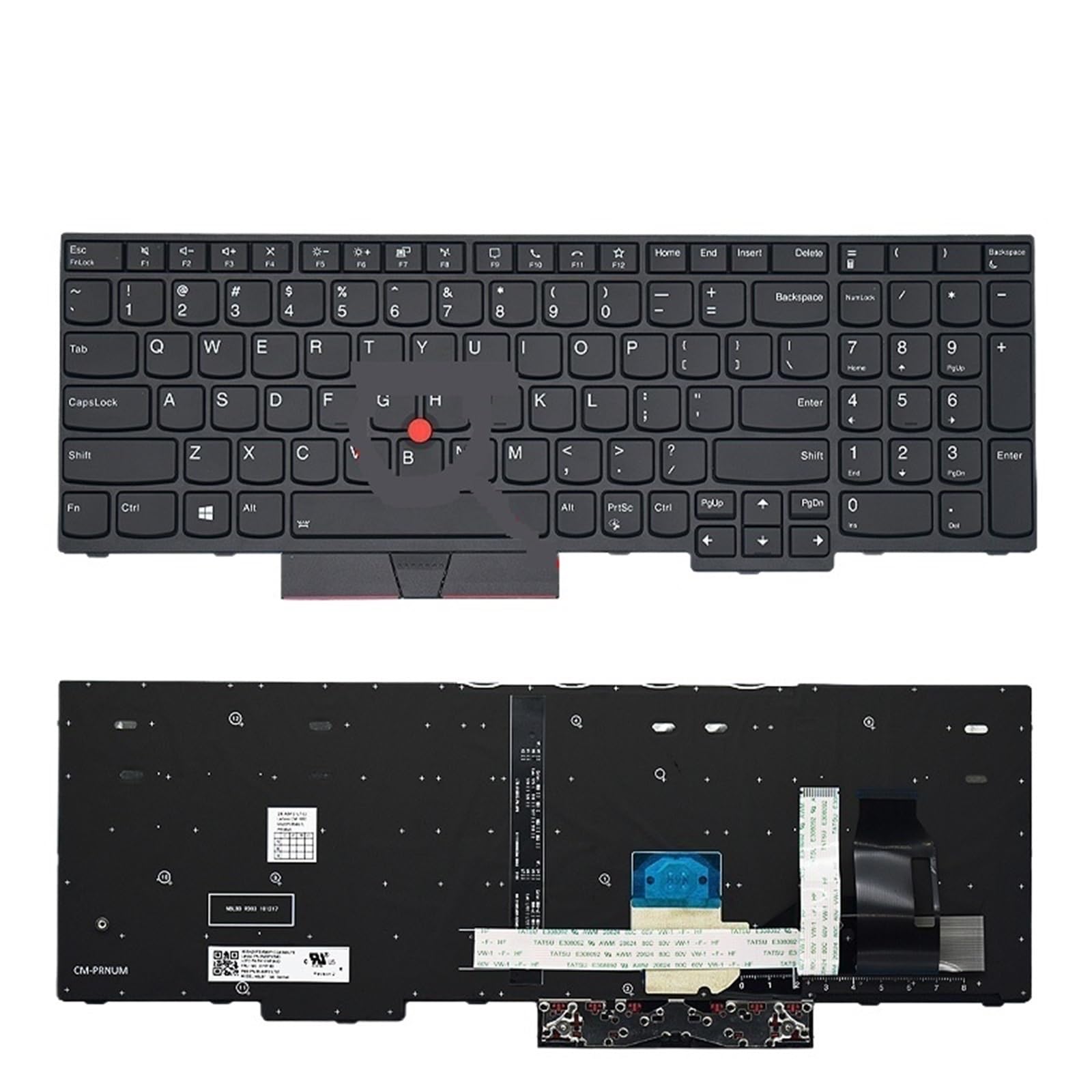 Clavier Espagnol-Russe pour ThinkPad E580 E590 L580 rétroéclairé noir