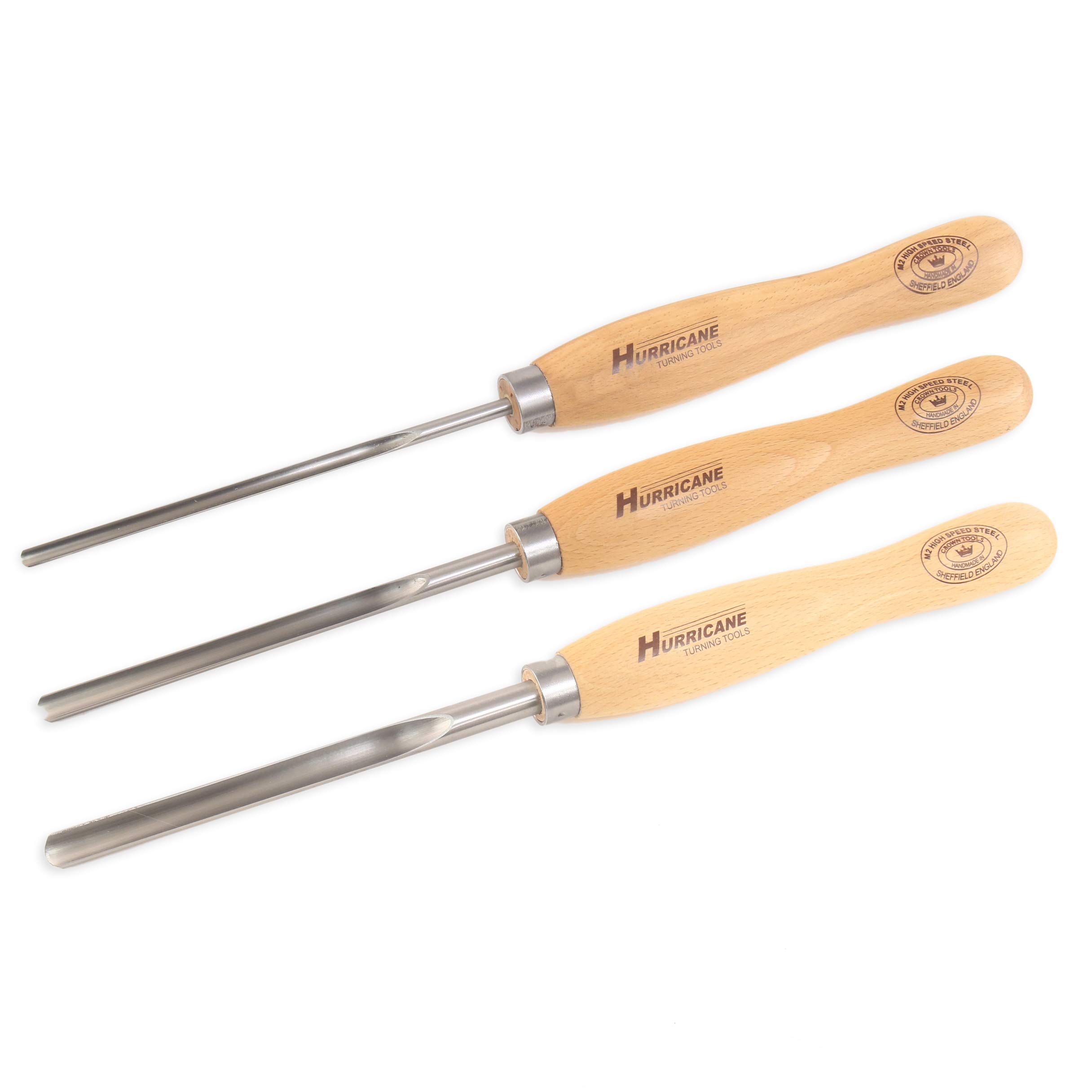 Hurricane Turning Tools, M2 HSS, 3 Piece Spindle Gouge Set (1/2", 3/8 ...