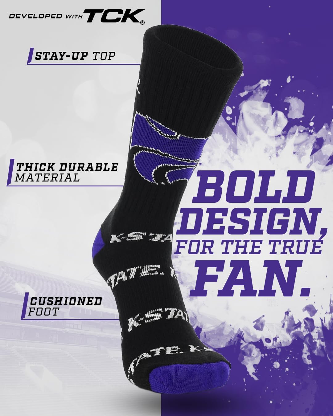 TCK Mayhem Crew Socks Calf Length Sock Mens Game Day Socks